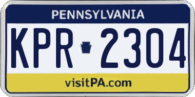 PA license plate KPR2304