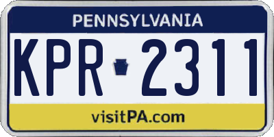 PA license plate KPR2311