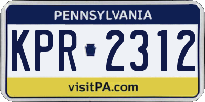 PA license plate KPR2312