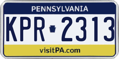 PA license plate KPR2313