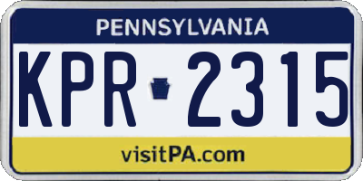 PA license plate KPR2315