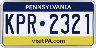 PA license plate KPR2321