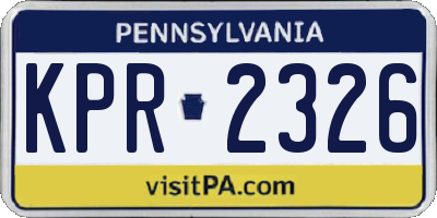 PA license plate KPR2326
