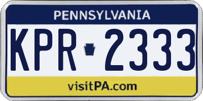 PA license plate KPR2333