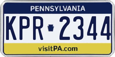 PA license plate KPR2344