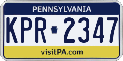 PA license plate KPR2347