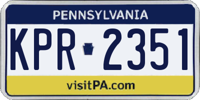 PA license plate KPR2351