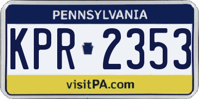 PA license plate KPR2353