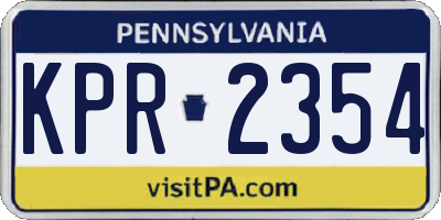 PA license plate KPR2354