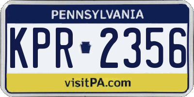 PA license plate KPR2356