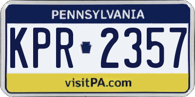 PA license plate KPR2357