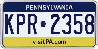 PA license plate KPR2358
