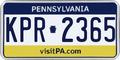 PA license plate KPR2365