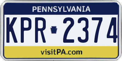PA license plate KPR2374