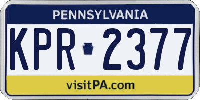 PA license plate KPR2377