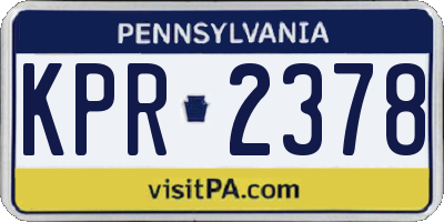 PA license plate KPR2378
