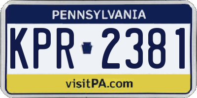 PA license plate KPR2381