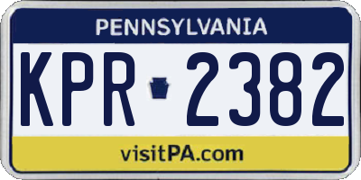 PA license plate KPR2382