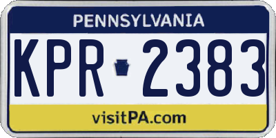 PA license plate KPR2383
