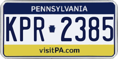 PA license plate KPR2385