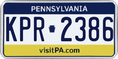 PA license plate KPR2386