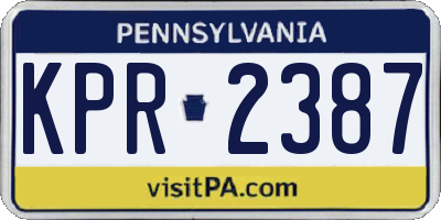 PA license plate KPR2387