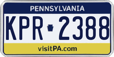 PA license plate KPR2388