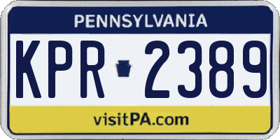 PA license plate KPR2389