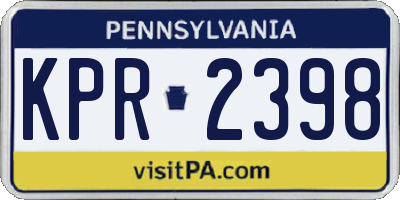 PA license plate KPR2398