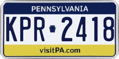 PA license plate KPR2418