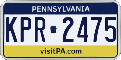 PA license plate KPR2475