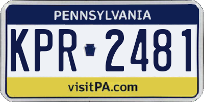 PA license plate KPR2481