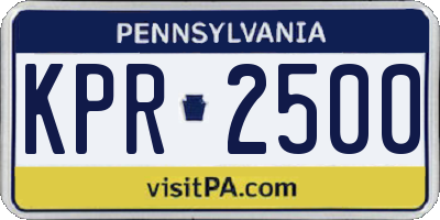 PA license plate KPR2500