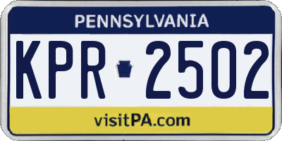 PA license plate KPR2502