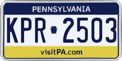 PA license plate KPR2503