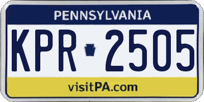 PA license plate KPR2505