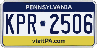 PA license plate KPR2506