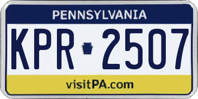 PA license plate KPR2507