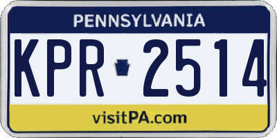 PA license plate KPR2514