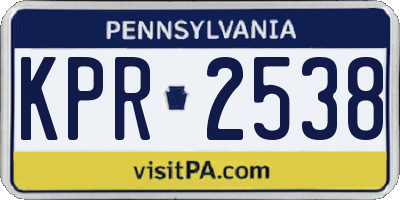 PA license plate KPR2538