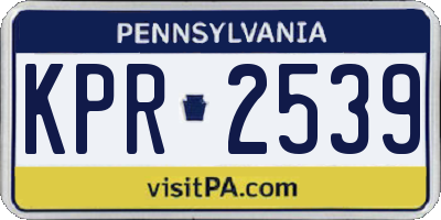 PA license plate KPR2539