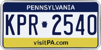 PA license plate KPR2540