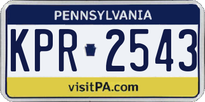 PA license plate KPR2543