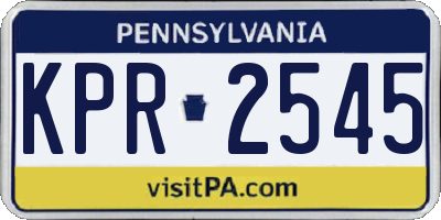 PA license plate KPR2545