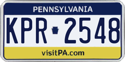 PA license plate KPR2548