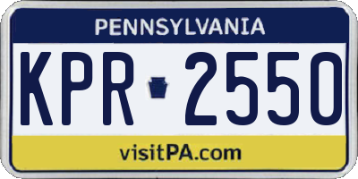 PA license plate KPR2550