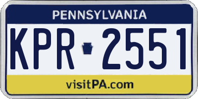 PA license plate KPR2551