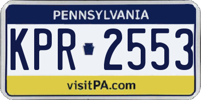 PA license plate KPR2553