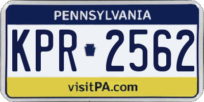 PA license plate KPR2562