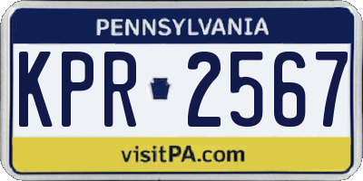 PA license plate KPR2567